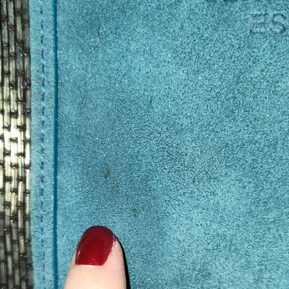 Coach 8B31 Torqoise Blue Suede Tote Gunmetal Beaded Zipper Shoulder Bag - Picture 17 of 17